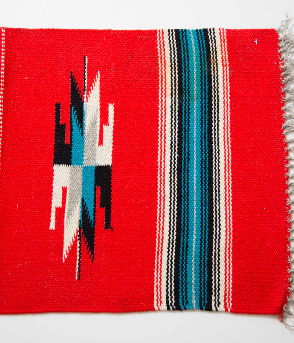 VINTAGE "60'S CHIMAYO RUG RECTANGLE" (RED×TURQUOISE1)