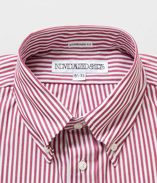 INDIVIDUALIZED SHIRTS "BENGAL STRIPE (STANDARD FIT BUTTON DOWN SHIRT)"(DEEP RED)