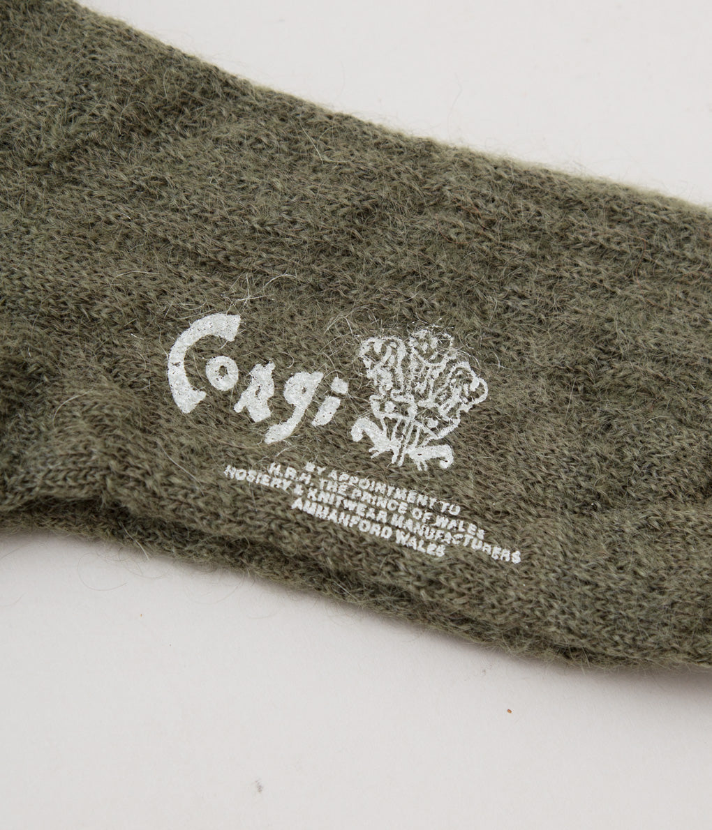 CORGI "WOMENS MOHAIR SOCKS"(OLIVE)