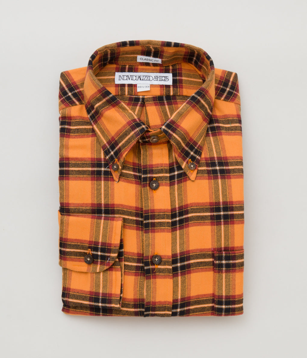 INDIVIDUALIZED SHIRTS "LUMBERJACK FLANNEL CLASSIC FIT BUTTON DOWN SHIRT(YELLOW)"