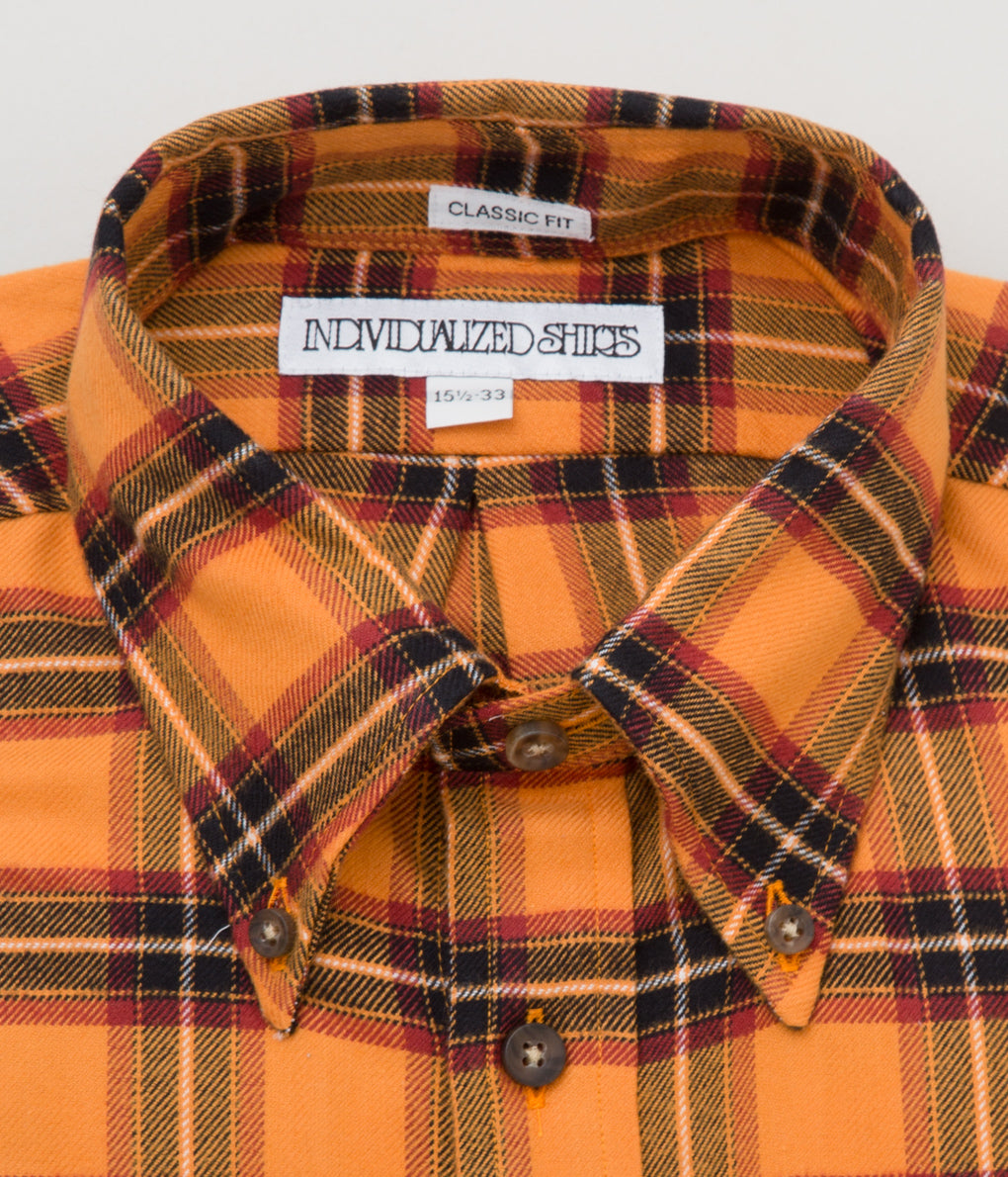 INDIVIDUALIZED SHIRTS "LUMBERJACK FLANNEL CLASSIC FIT BUTTON DOWN SHIRT(YELLOW)"