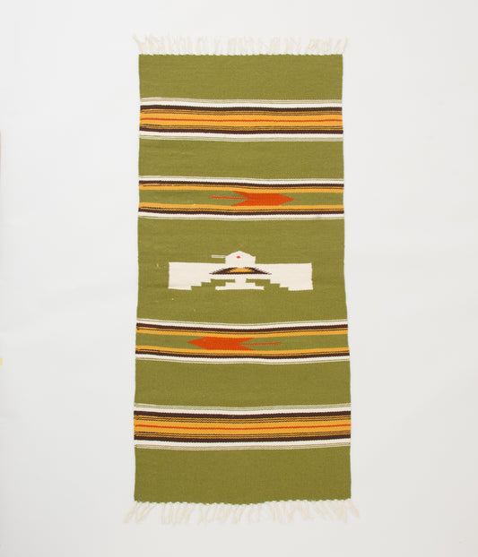 VINTAGE FABRIC "1950's~ CHIMAYO RUG THUNDERBIRD"(LIME GREEN)