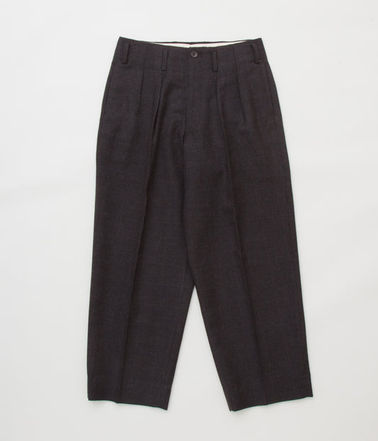 GORSCH"WINDOWPANE TWO INTACK WIDE TROUSERS"(BROWN/BLACK)