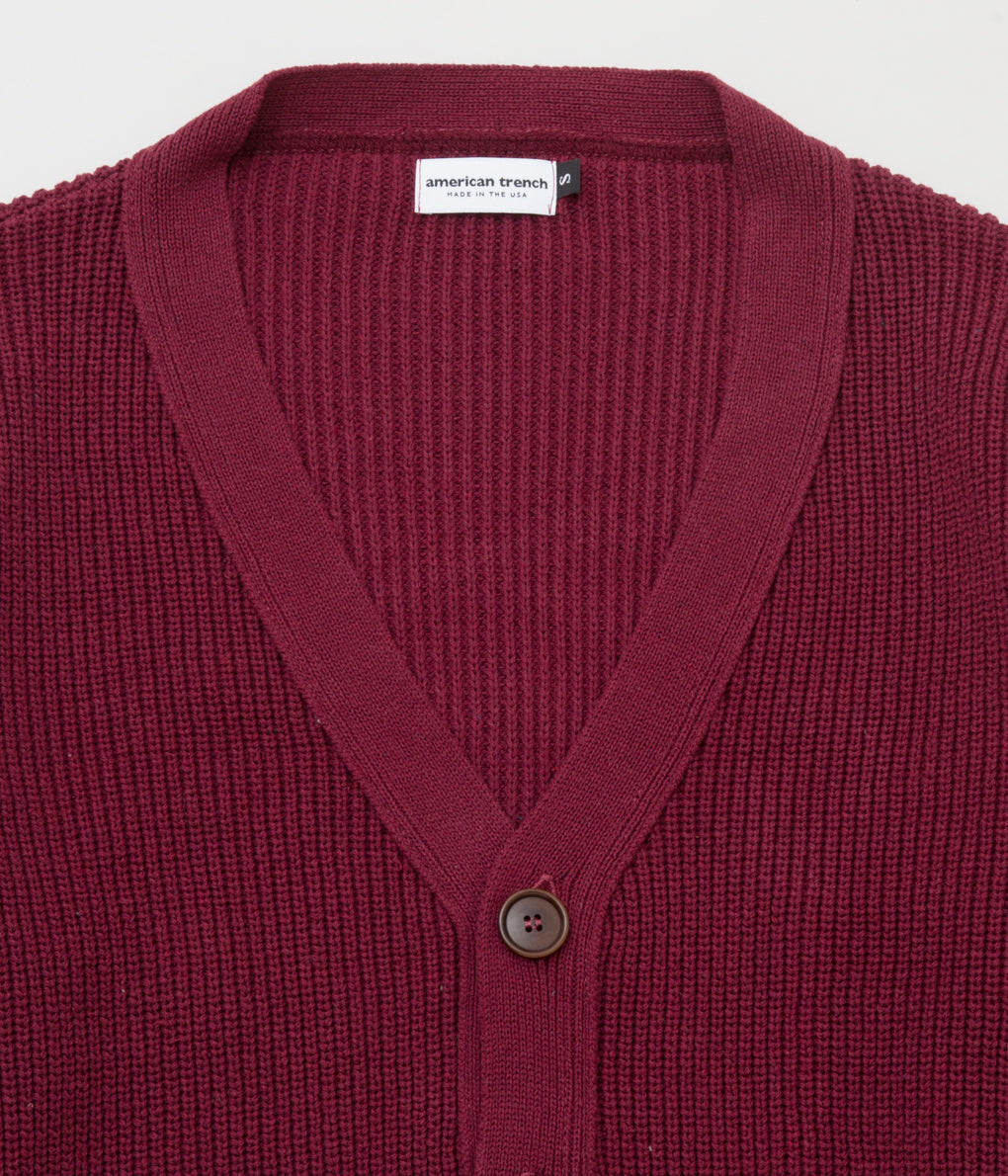 AMERICAN TRENCH "SHAKER KNIT CARDIGAN"(BORDEAUX)