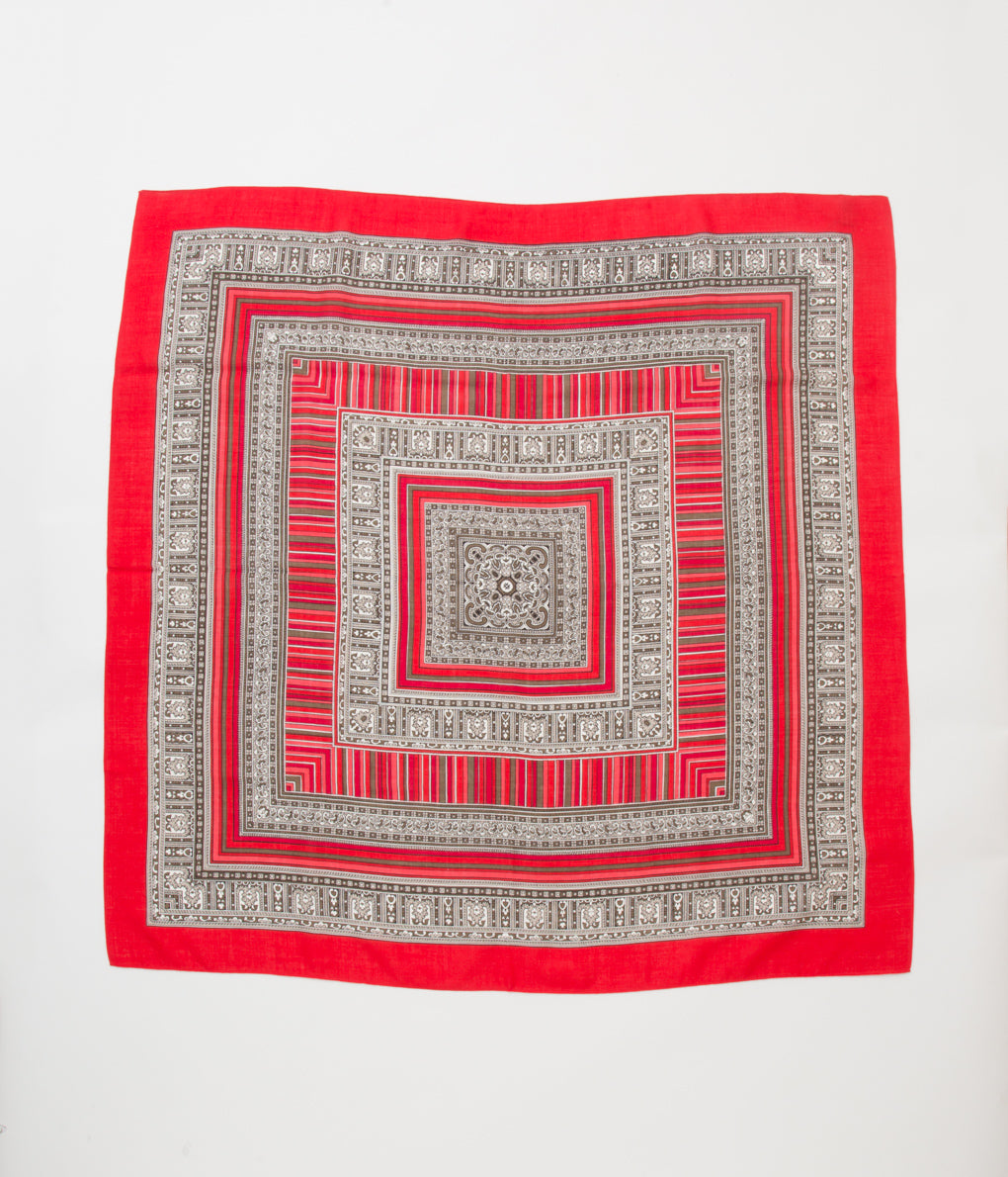 BLUMER "DEADSTOCK GEOMETRIC PATTERN WOOL SCARF"（RED）