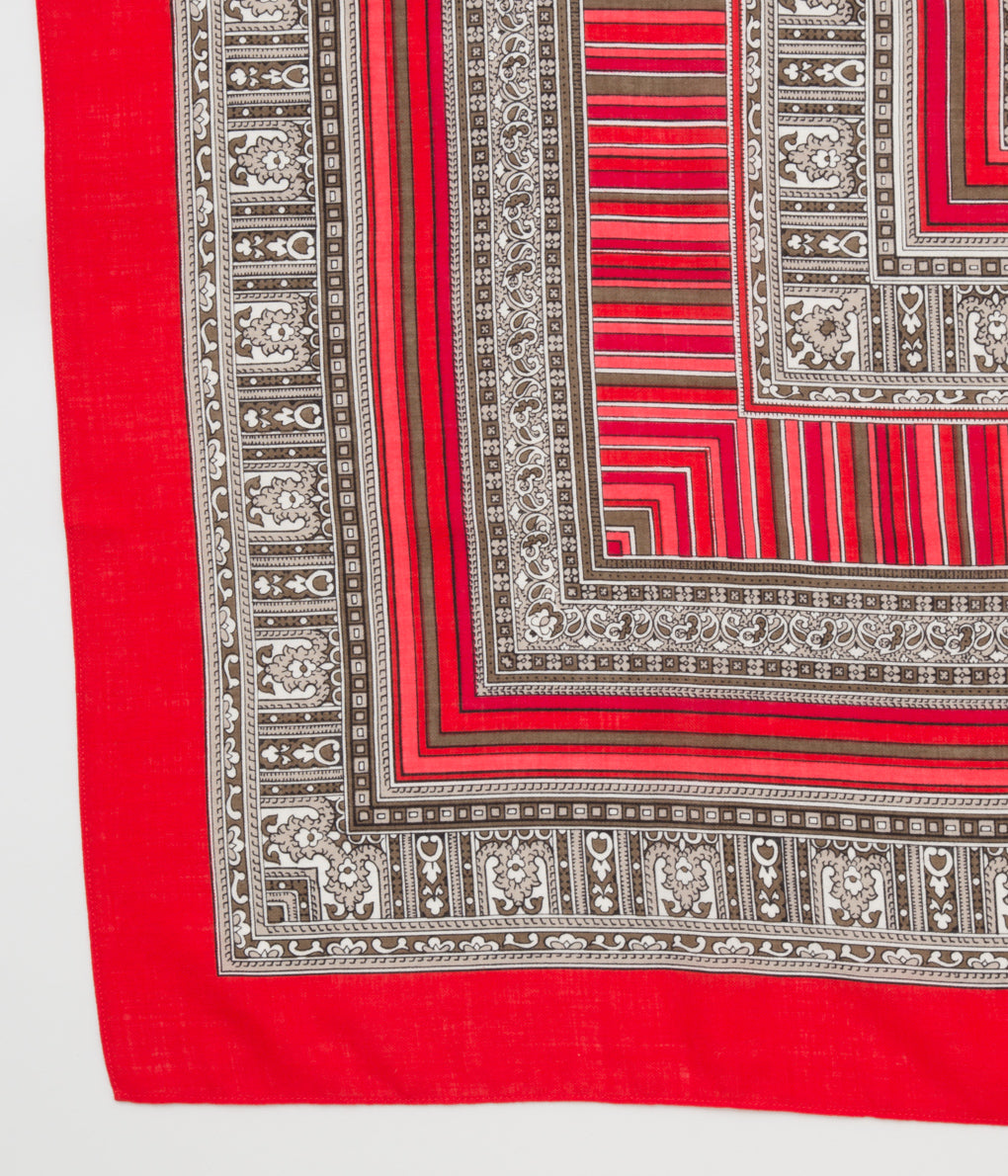 BLUMER "DEADSTOCK GEOMETRIC PATTERN WOOL SCARF"（RED）