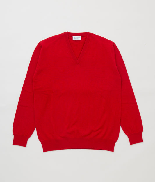 JOHNSTONS "CLASSIC CASHMERE VEE NECK SWEATER"(CLASSIC RED)