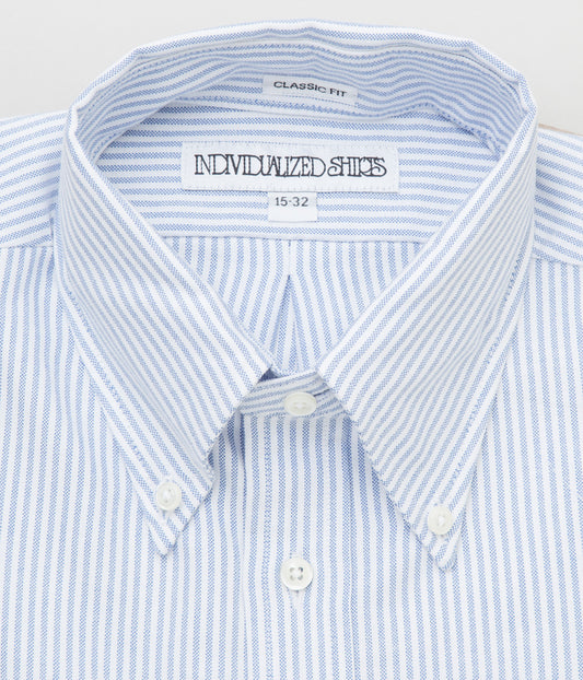 INDIVIDUALIZED SHIRTS "CANDY STRIPE (CLASSIC FIT BUTTON DOWN SHIRT)"(LIGHT BLUE)