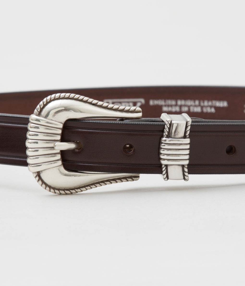 TORY LEATHER "【3092】3-PIECE SILVER BUCKLE BELTS"(HAVANA/NICKEL)