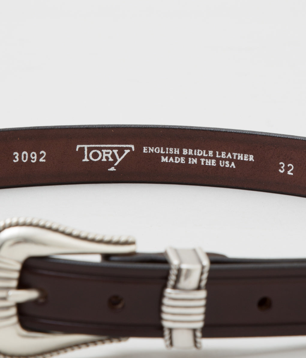 TORY LEATHER "[3092]3-PIECE SILVER BUCKLE BELTS"(HAVANA/NICKEL)