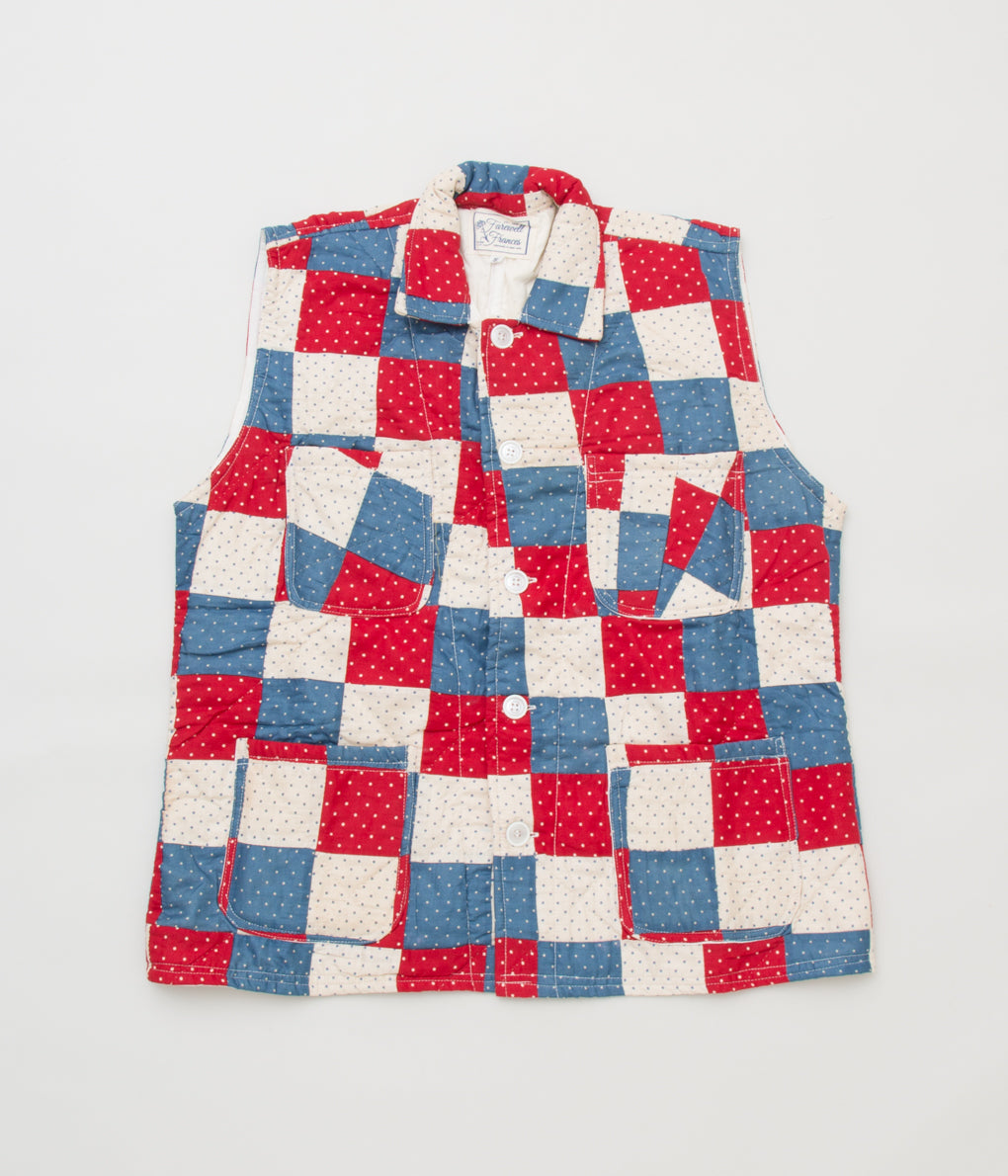 FAREWELL FRANCES "CLAUDE QUILTED VEST"(RED/BLUE MULTI)