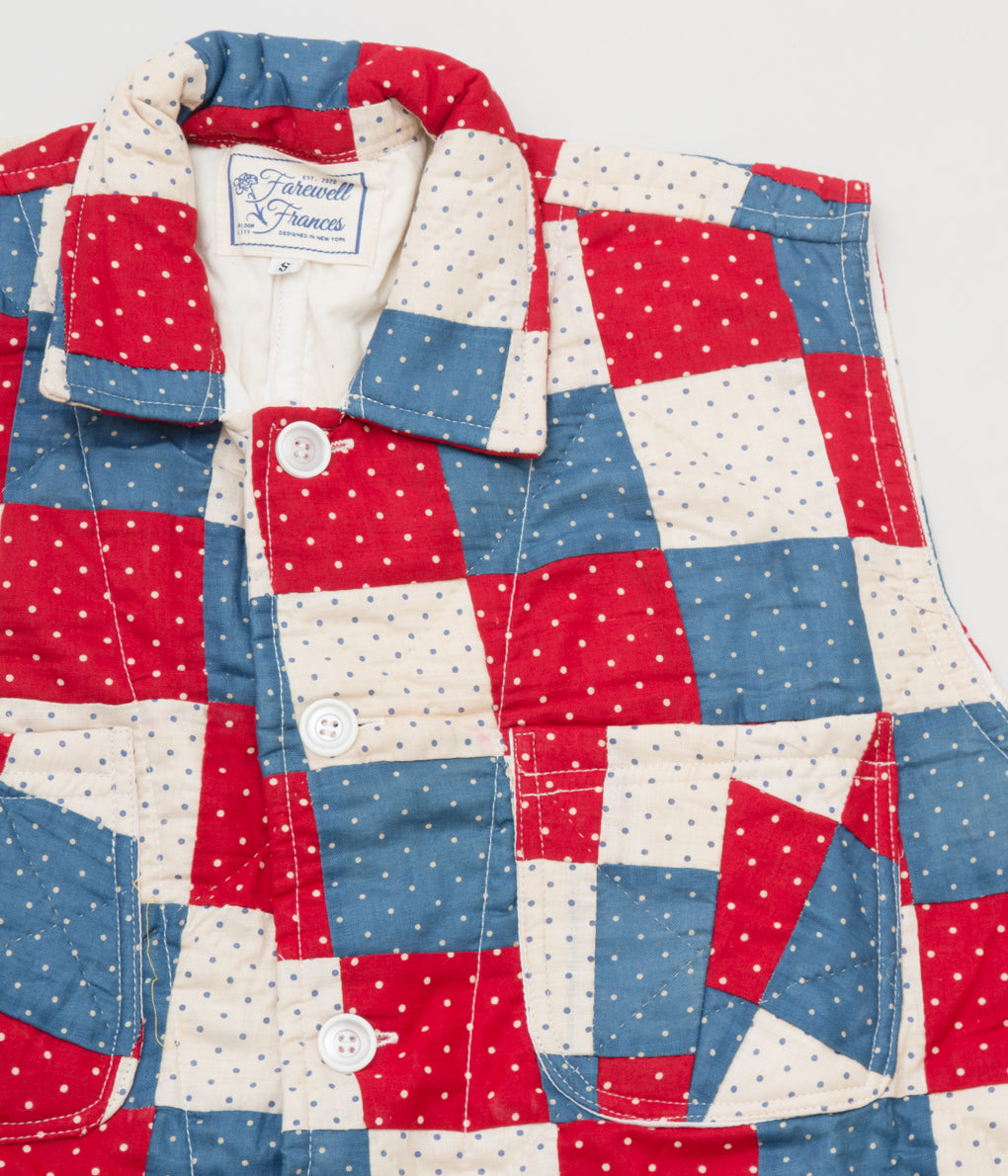 FAREWELL FRANCES "CLAUDE QUILTED VEST"(RED/BLUE MULTI)