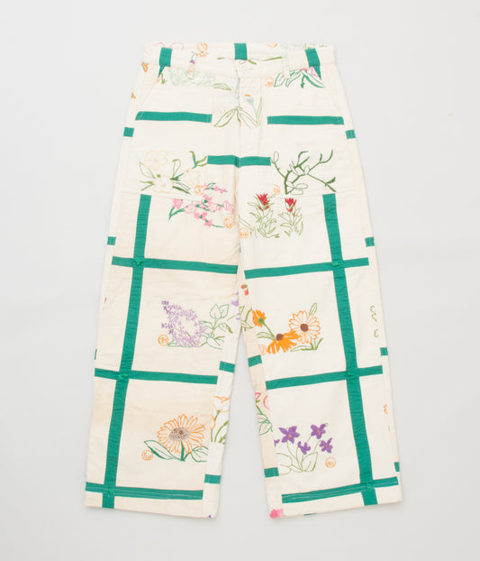 FAREWELL FRANCES "EMBROIDERED CLAUDE PANTS"(WHITE×GREEN)