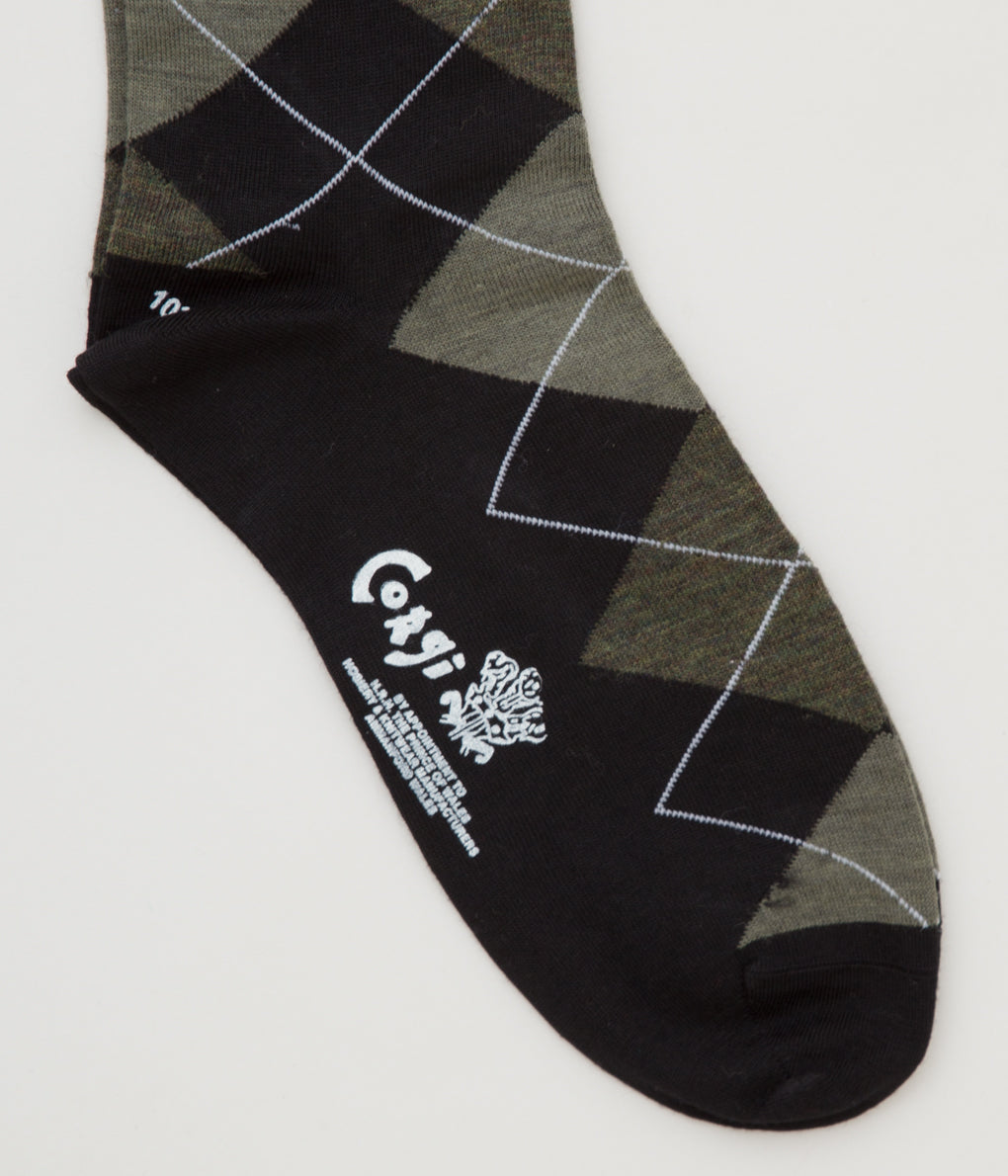 CORGI "ARGYLE SOCK" (BLACK/GREEN)