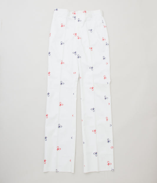 VINTAGE "O'CONNELLS LUCAS-CHELF TENNIS EMBROIDERY TWILL TROUSER"(WHITE)