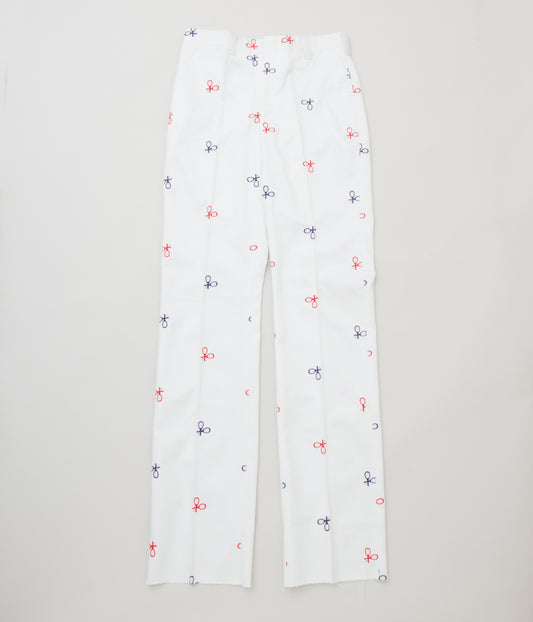 VINTAGE CLOTHING "O'CONNELLS LUCAS-CHELF TENNIS EMBROIDERY TWILL TROUSER"(WHITE)