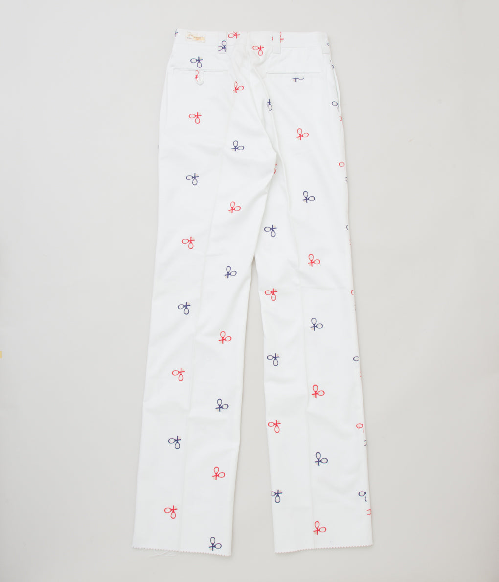 VINTAGE "O'CONNELLS LUCAS-CHELF TENNIS EMBROIDERY TWILL TROUSER"(WHITE)