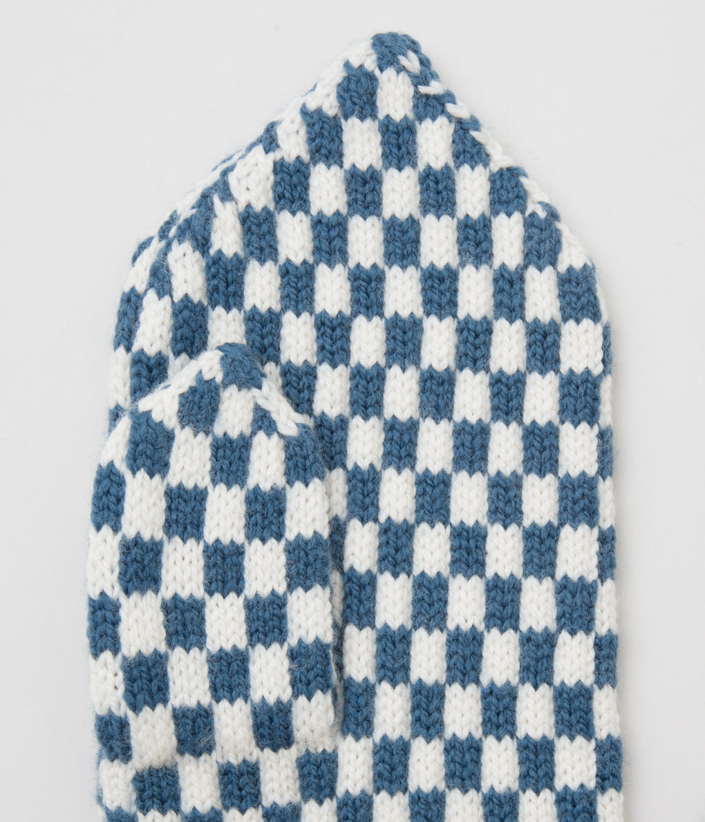 BODE "FRINGE CHECK MITTEN" (BLUE CREAM)