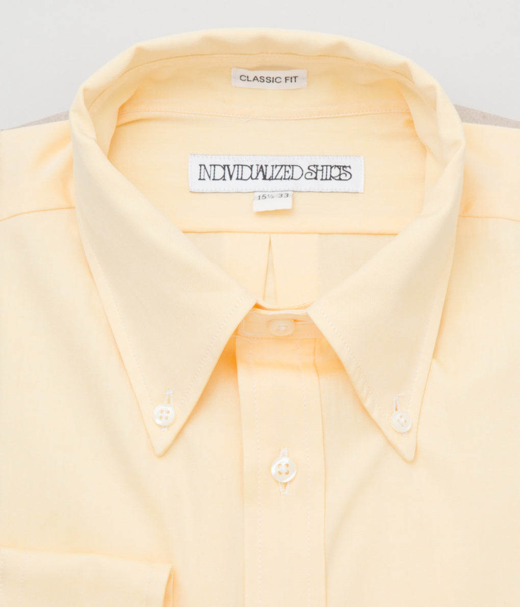 INDIVIDUALIZED SHIRTS "PINPOINT OXFORD (CLASSIC FIT BUTTON DOWN SHIRT)" (YELLOW)