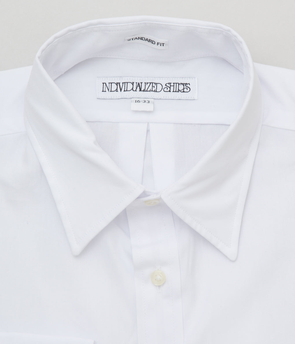 INDIVIDUALIZED SHIRTS "POPLIN (STANDARD FIT TRADITIONAL COLLAR SHIRT)" (WHITE)