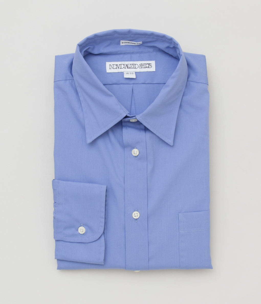 INDIVIDUALIZED SHIRTS "POPLIN (STANDARD FIT TRADITIONAL COLLAR SHIRT)"(FRENCH BLUE)