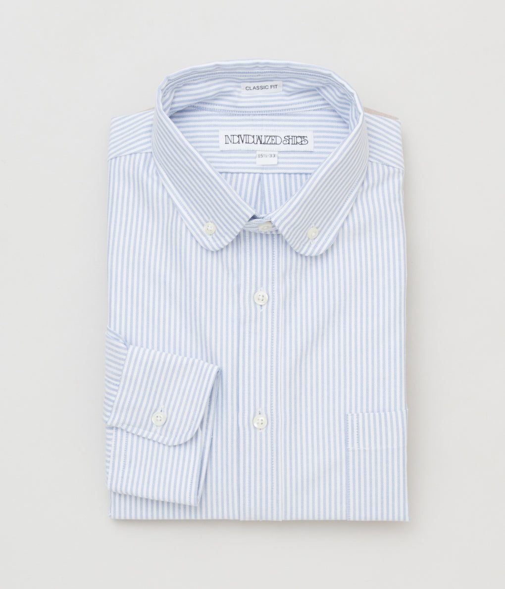 INDIVIDUALIZED SHIRTS "CANDY STRIPE (CLASSIC FIT GOLF COLLAR BUTTON DOWN SHIRT)"(BLUE)