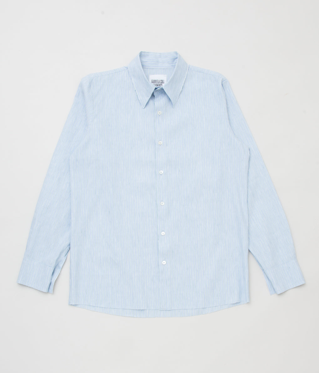 GABRIELA COLL GARMENTS ''NO.197 LINEN STRIPED SHIRT'' (STRIPED BLUE)