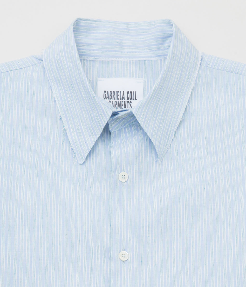 GABRIELA COLL GARMENTS ''NO.197 LINEN STRIPED SHIRT'' (STRIPED BLUE)