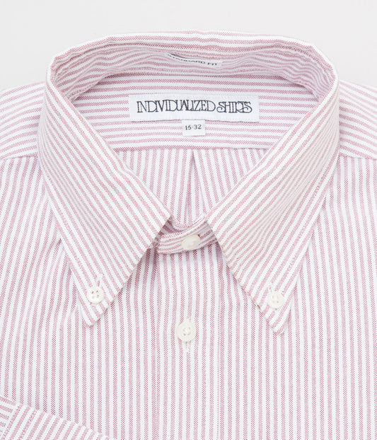 INDIVIDUALIZED SHIRTS "CANDY STRIPE (STANDARD FIT BUTTON DOWN SHIRT)"(RED)