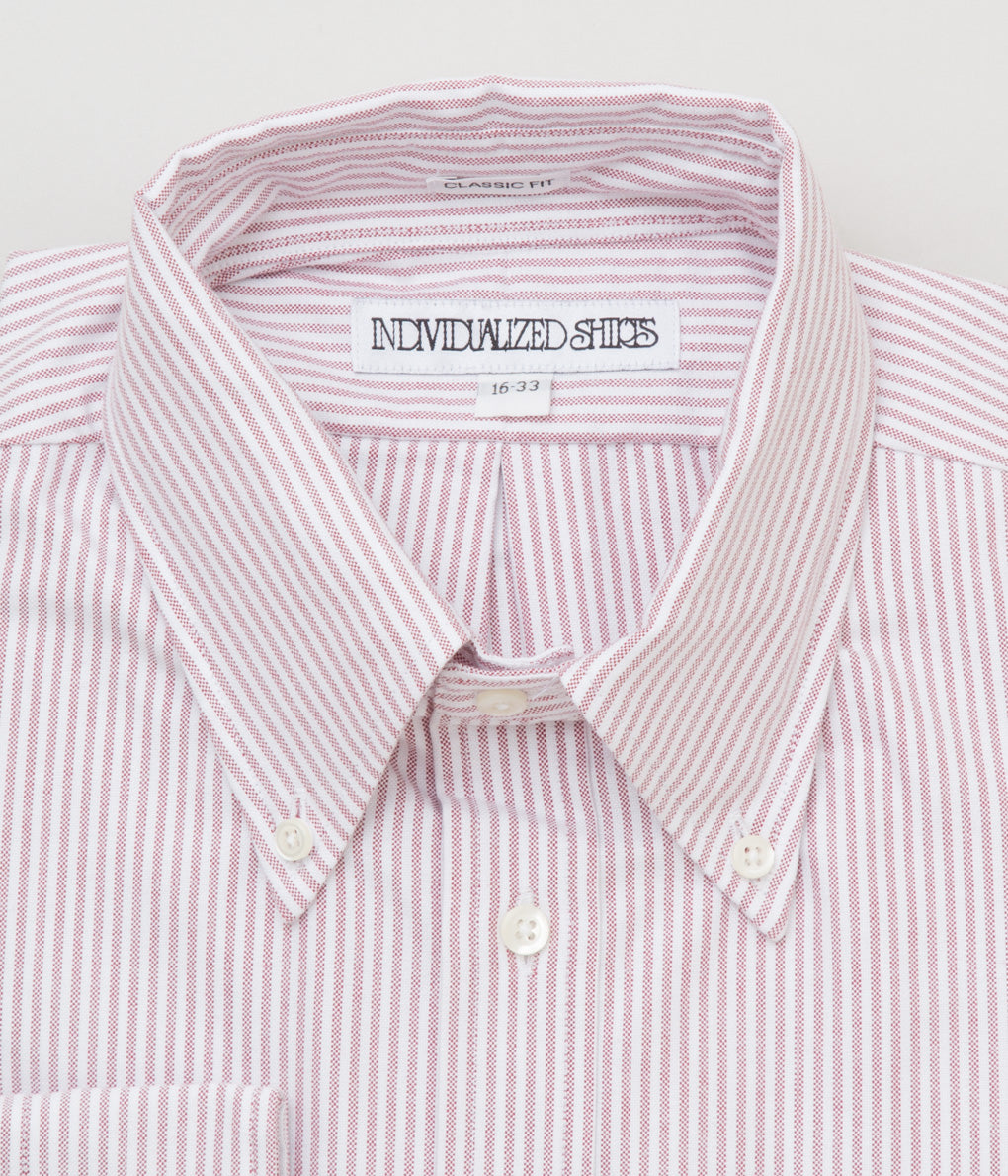 INDIVIDUALIZED SHIRTS "CANDY STRIPE (CLASSIC FIT BUTTON DOWN SHIRT)"(RED)