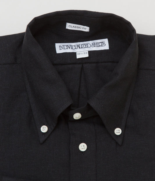 INDIVIDUALIZED SHIRTS "LINEN (CLASSIC FIT BUTTON DOWN SHIRT)"(BLACK)