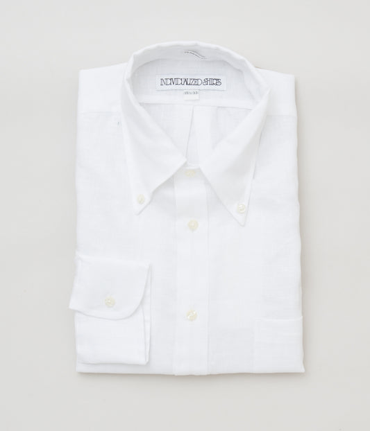 INDIVIDUALIZED SHIRTS "LINEN (CLASSIC FIT BUTTON DOWN SHIRT)"(WHITE)