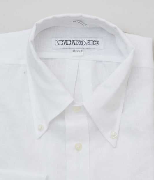 INDIVIDUALIZED SHIRTS "LINEN (CLASSIC FIT BUTTON DOWN SHIRT)"(WHITE)