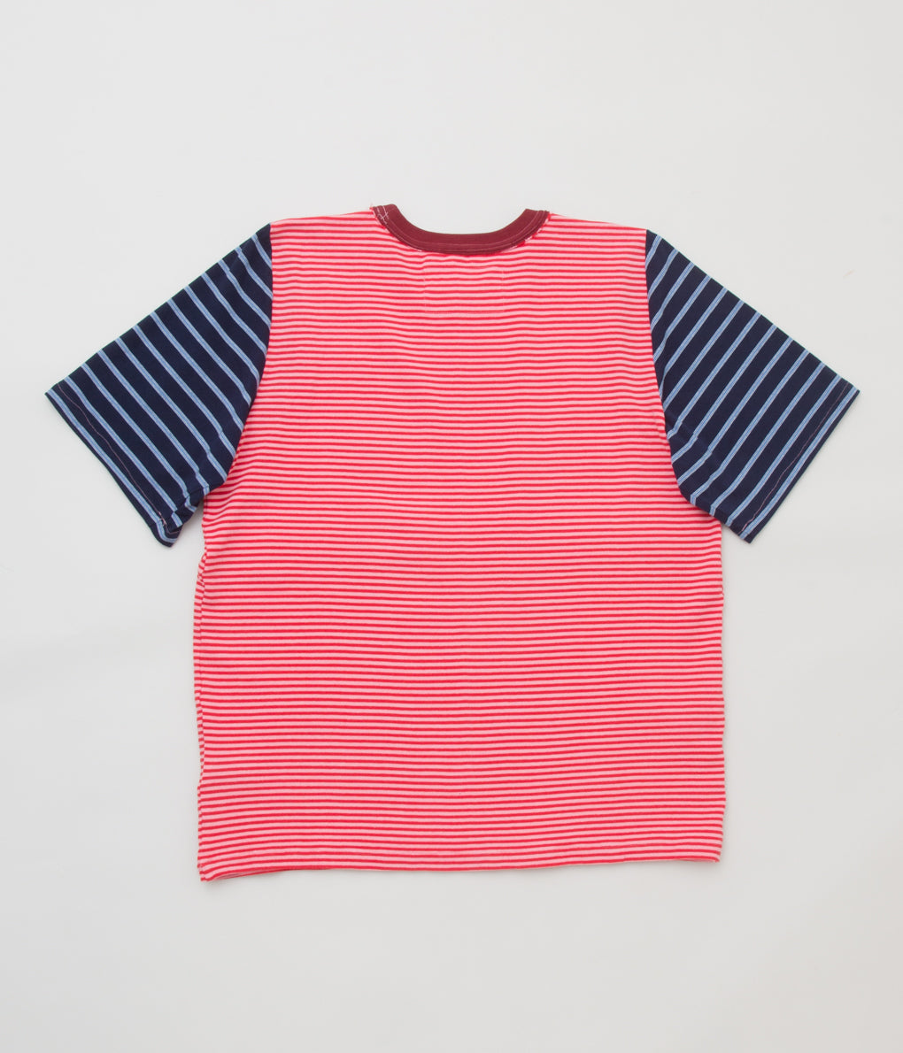 CAMIEL FORTGENS "TAILORED TEE SS" (BLUE×PINK STRIPE)