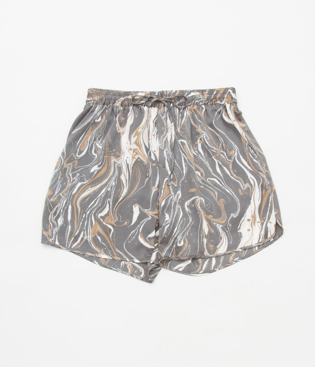 GREI. "TRACK SHORT / MARBLE PRINT" (CHARCOAL)
