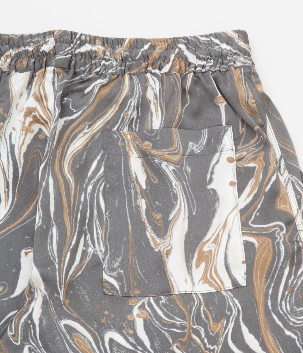 GREI. "TRACK SHORT / MARBLE PRINT" (CHARCOAL)
