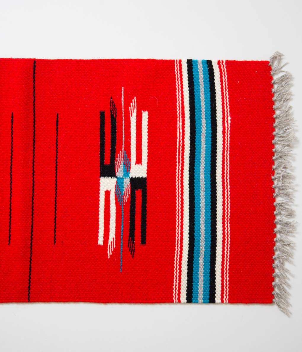 VINTAGE "60'S CHIMAYO RUG RECTANGLE" (RED×TURQUOISE2)