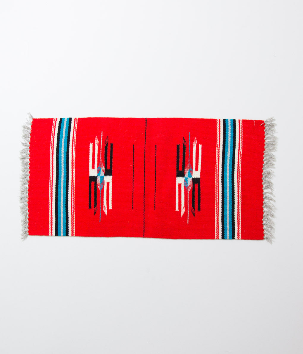 VINTAGE "60'S CHIMAYO RUG RECTANGLE" (RED×TURQUOISE2)