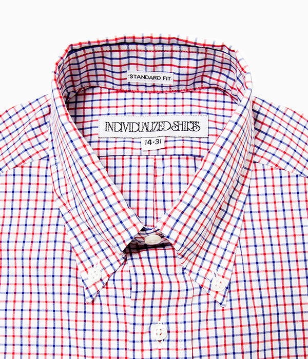 INDIVIDUALIZED SHIRTS "TATTERSALL (STANDARD FIT BUTTON DOWN SHIRT) (TRICOLOR)"