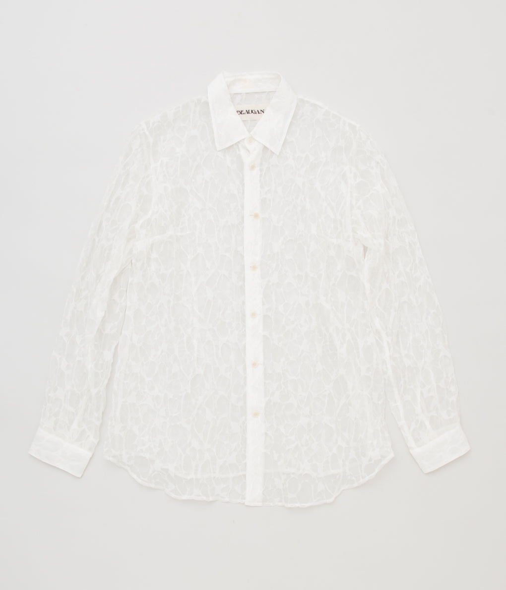 BEAUGAN "BUBBLED ORGANZA SHIRT (SILK 100%)" (OFF WHITE)