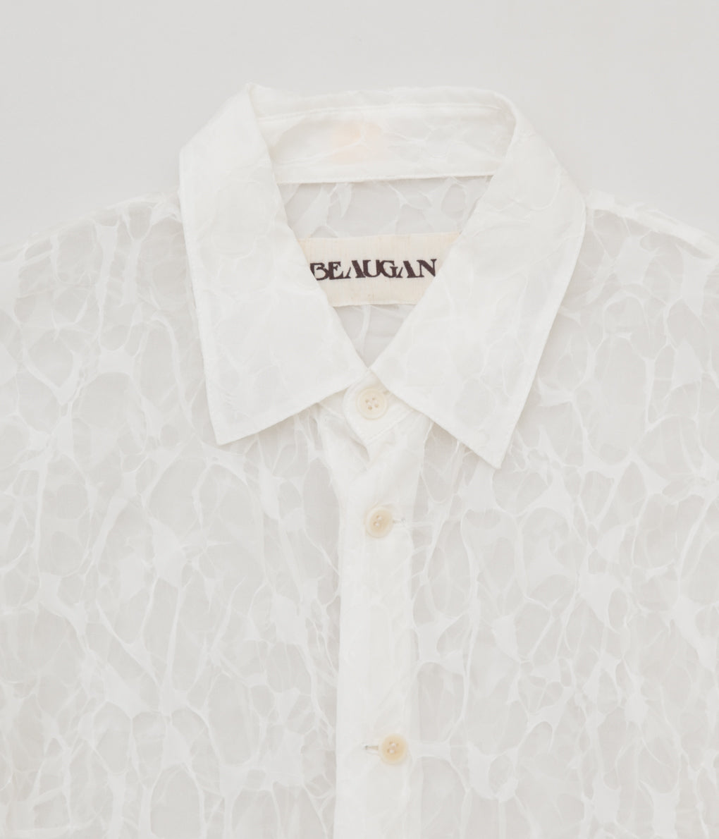 BEAUGAN "BUBBLED ORGANZA SHIRT (SILK 100%)" (OFF WHITE)