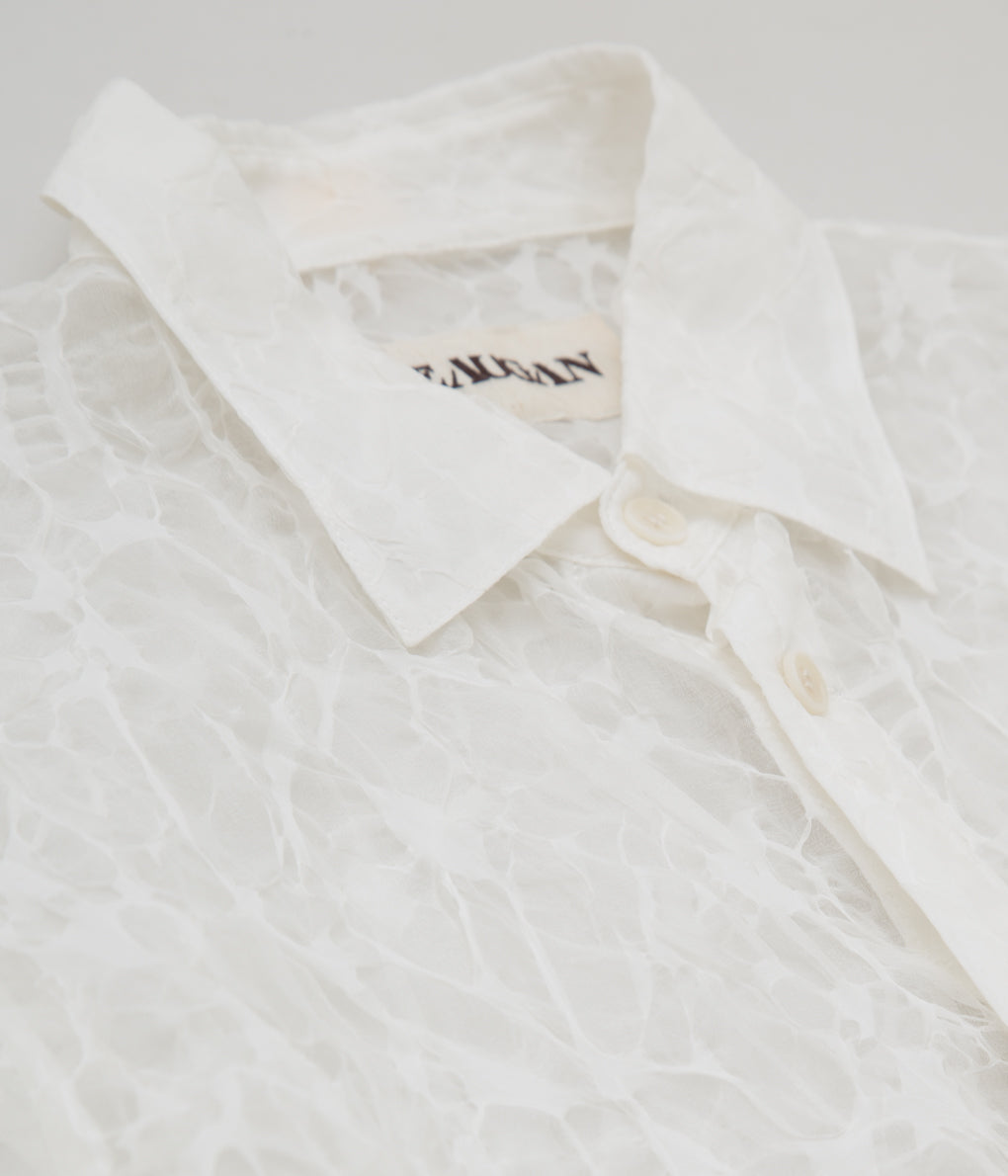 BEAUGAN "BUBBLED ORGANZA SHIRT (SILK 100%)" (OFF WHITE)