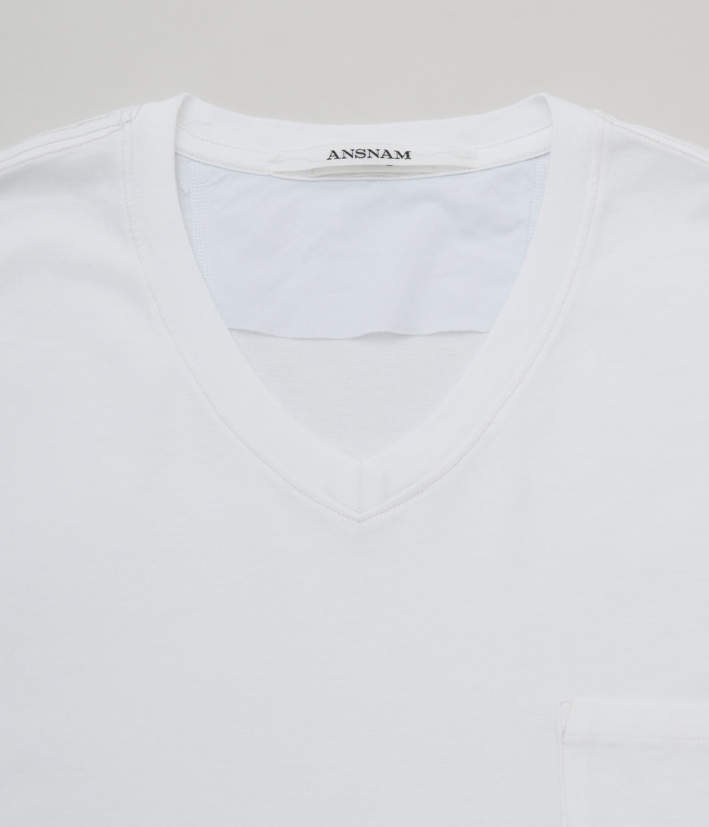 ANSNAM "T-SHIRT V NECK (WEST INDIAN SEA ISLAND COTTON)"(WHITE)
