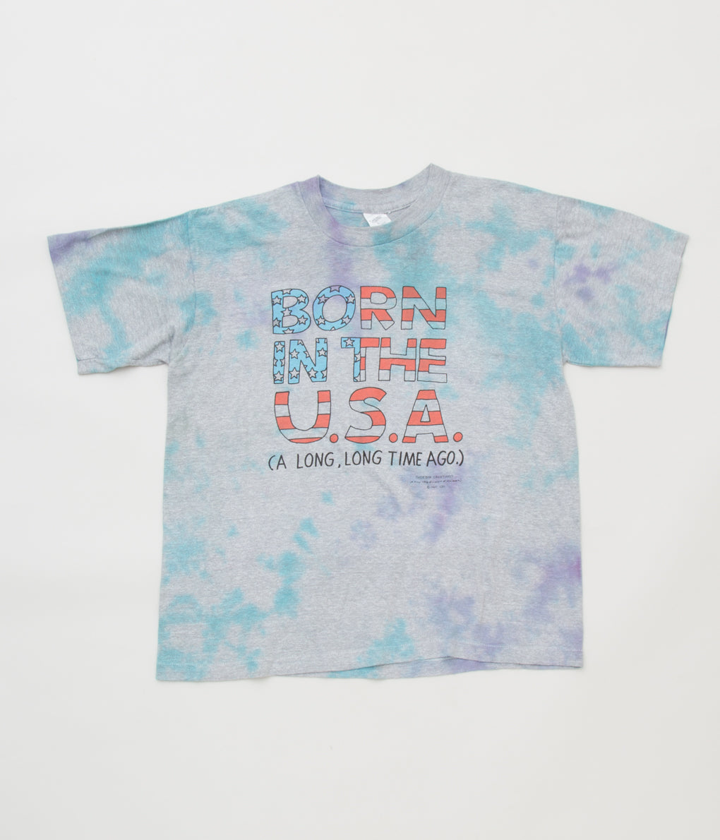 GRATEFUL DREAD × MAIDENS SHOP WOMEN "TIE DYE 90'S "BORN IN THE USA" TEE"(GREY)