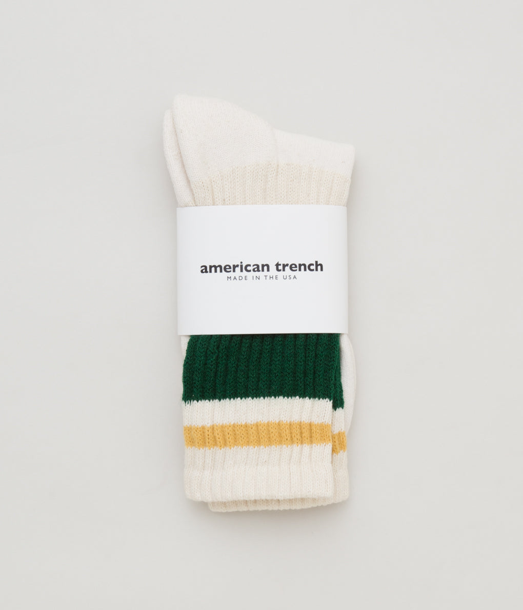 AMERICAN TRENCH "RETRO STRIPE SOCK"(FOREST GREEN×AMBER)