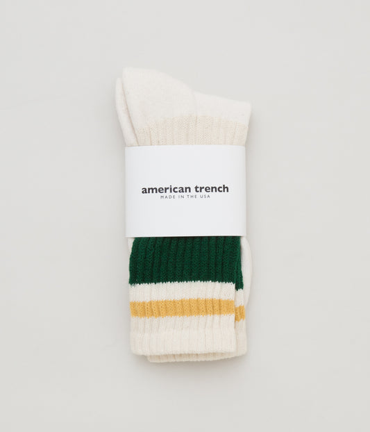 AMERICAN TRENCH "RETRO STRIPE SOCK" (FOREST GREEN×AMBER)