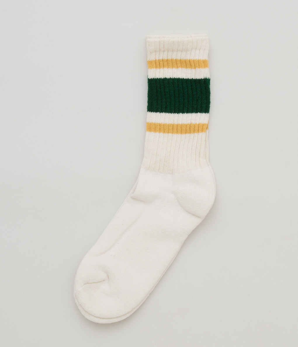 AMERICAN TRENCH "RETRO STRIPE SOCK" (FOREST GREEN×AMBER)