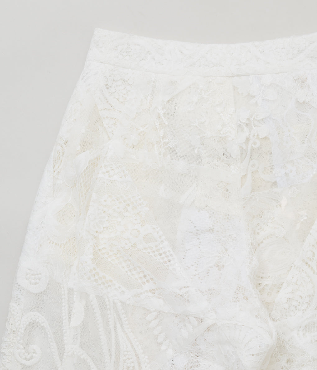 PHOEBE ENGLISH "PATCHWORK LACE TROUSERS"(OFF WHITE)