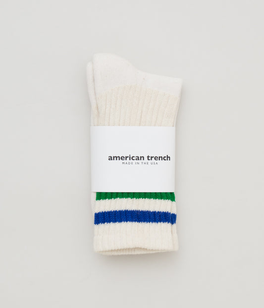AMERICAN TRENCH "RETRO STRIPE SOCK"(KELLY GREEN×ROYAL)