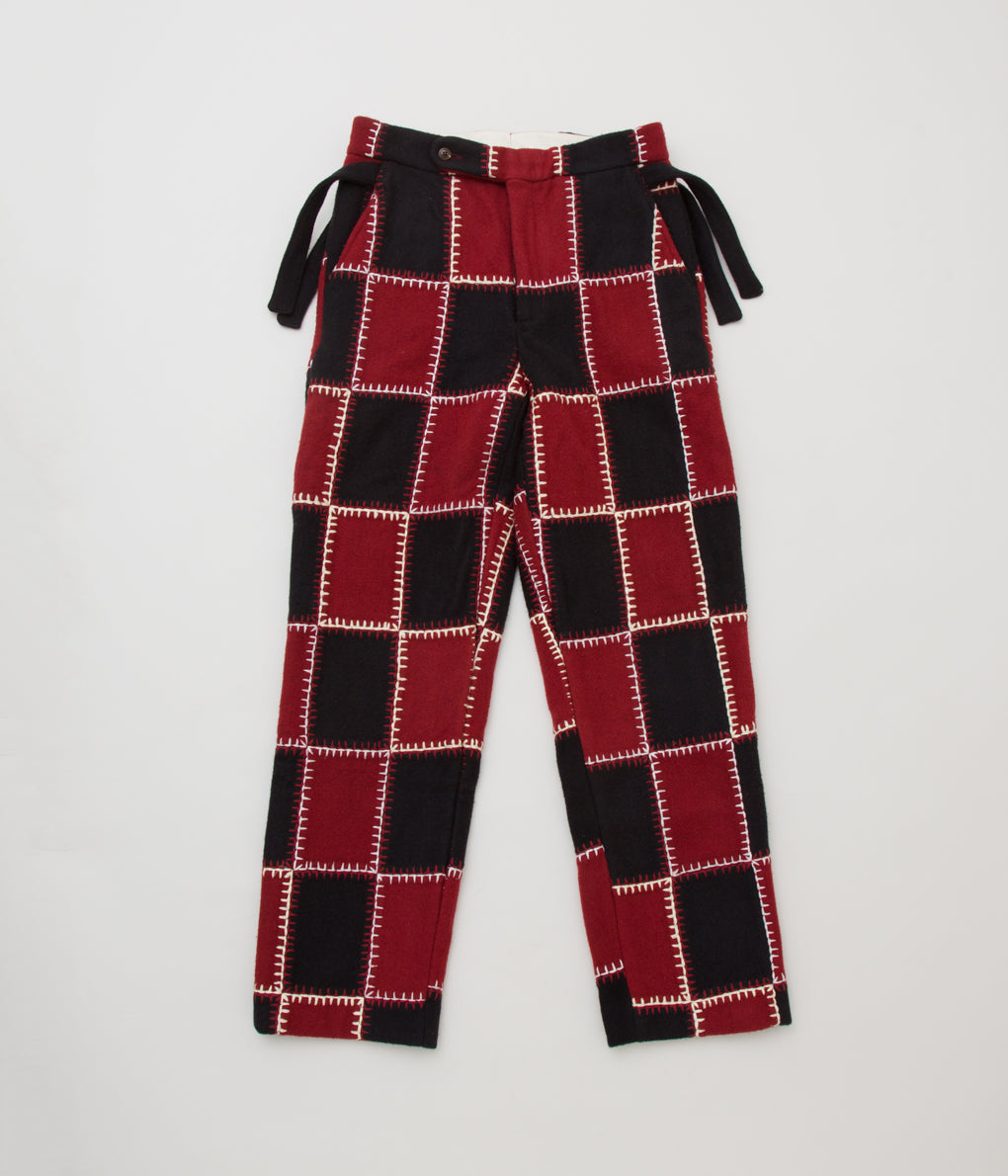 BODE "BLANKET STITCH QUILT TROUSERS" (BURGUNDY MULTI)